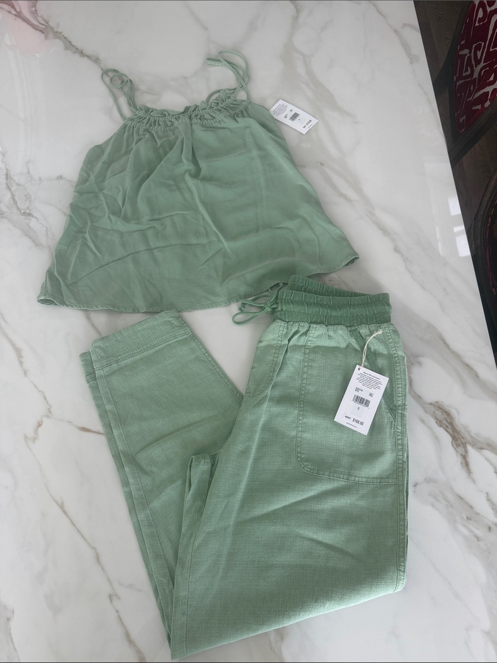 Splendid Sage Green Tank Top and Jogger Pants Set